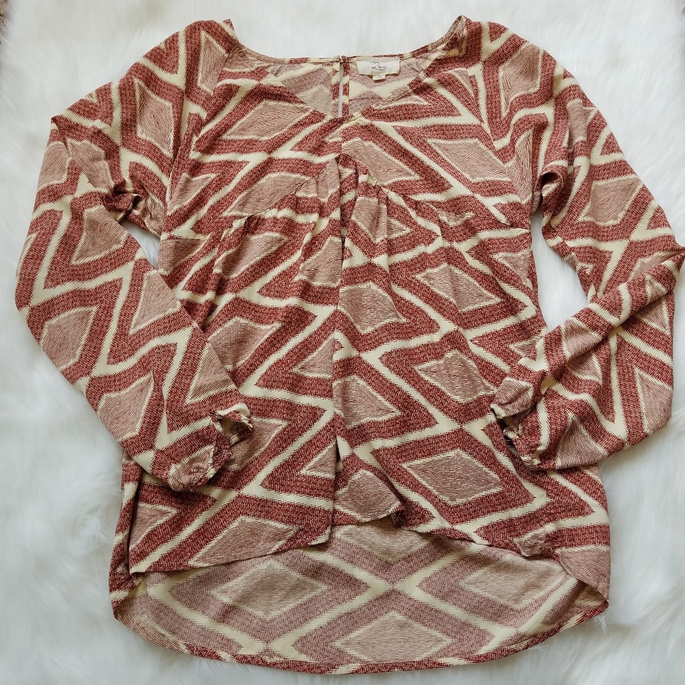 Boho V-neck Blouse  High Low Long Sleeve